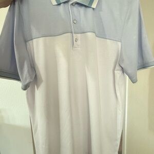 Men's Light Blue and White Polo Shirt